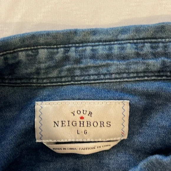 Your Neighbors Men’s button down up soft denim shirt‎ large - Picture 2 of 3